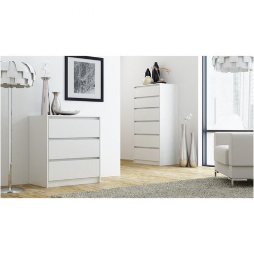 Selsey - Commode - CLIMICONIA - 70 cm - blanc - 3 tiroirs - style scandinave Selsey - Chambre Blanc, brun gris