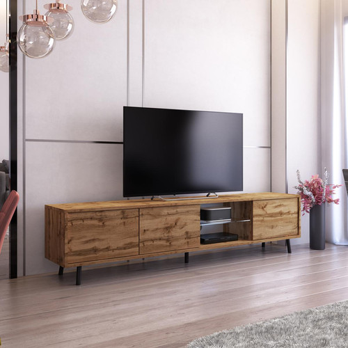 Selsey - Meuble tv - GALHAD - 175 cm - chêne wotan -  éclairage LED Selsey - Meubles TV, Hi-Fi Rectangulaire