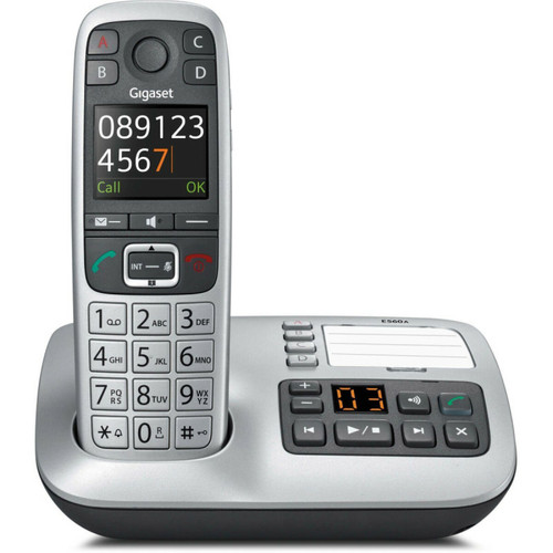Gigaset - Téléphone sans fils dect noir/argent avec répondeur - e560a - GIGASET Gigaset - Téléphone fixe sans fil Gigaset