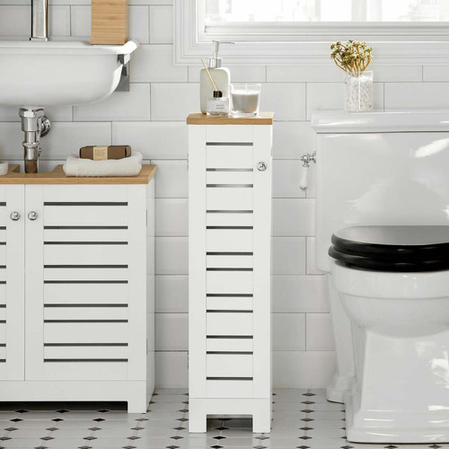 Sobuy - SoBuy BZR85-W Porte Papier Toilette Vertical, étroit, Meuble WC, Support Papier Toilette, Armoire Toilettes Sobuy - Sobuy