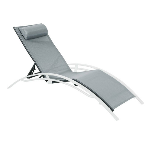 Transats, chaises longues sweeek Toile de remplacement pour bain de soleil LOUISA, en aluminium et textilène, avec têtière - Gris/Anthracite | sweeek