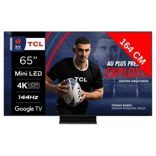 TCL - TV Mini LED 4K 164 cm 65MQLED80 144Hz Google TV QLED Mini LED TCL - Divertissement intelligent