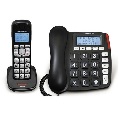 Thomson - Téléphone filaire et sans fil répondeur dect noir - th540drblk - THOMSON Thomson - Téléphone fixe Duo
