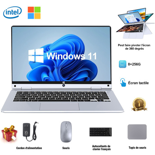 VANWIN - PC Portable 11.6"Intel+8Go RAM+SSD 256Go+Windows11+Wi-Fi+Bluetooth+écran tactile+rotation 360°Ordinateur portable Tablette PC 2 en 1 VANWIN - PC Portable Windows