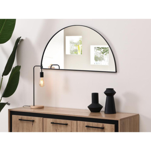 Vente-Unique - Miroir demi-cercle design en métal - L.50 x H.100 cm - Noir - GAVRA Vente-Unique  - Miroirs
