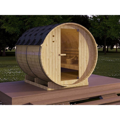 Vente-Unique - Sauna d'extérieur 6 places avec poêle 8KW - L185 x P220 x H190 cm - ISOKYRO Vente-Unique - Vente-Unique