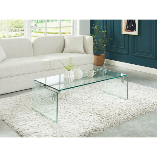 Tables d'appoint Vente-Unique Table basse en verre trempé - Transparent - MADRO