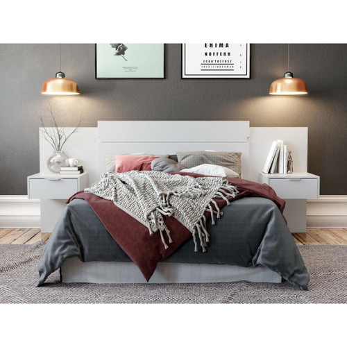 Têtes de lit Vente-Unique Tête de lit extensible avec chevets  - 140/160 cm - Blanc - PARATI