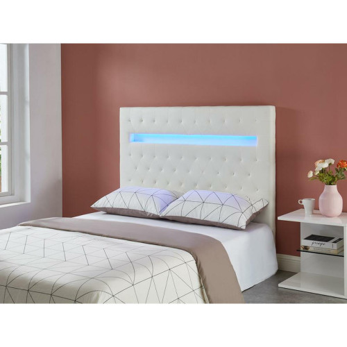 Vente-Unique - Tête de lit SUPERNOVA II - 170 cm - Avec LEDs - Simili blanc Vente-Unique  - Têtes de lit