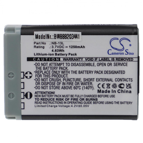 Batterie Photo & Video Vhbw vhbw Batterie compatible avec Canon PowerShot G5 X, G1 X Mark III, G5 X Mark II, G7 X appareil photo, reflex numérique (1250mAh, 3,7V, Li-ion)