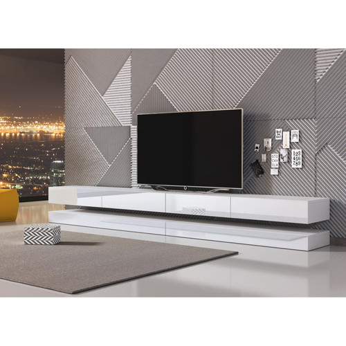 Meubles TV, Hi-Fi Vivaldi VIVALDI Meuble TV - FLY - 280 cm - blanc mat / blanc brillant - style moderne