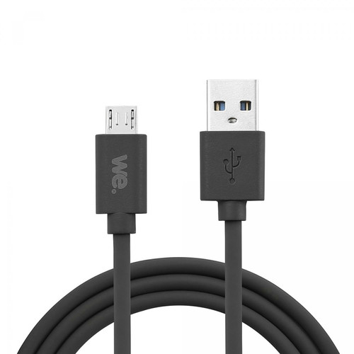 Câble antenne We WE Câble USB vers Micro USB en Silicone, 1 Mètre, USB 2.0, Charge et Transferts de Données jusqu'à 480 Mbps - Noir