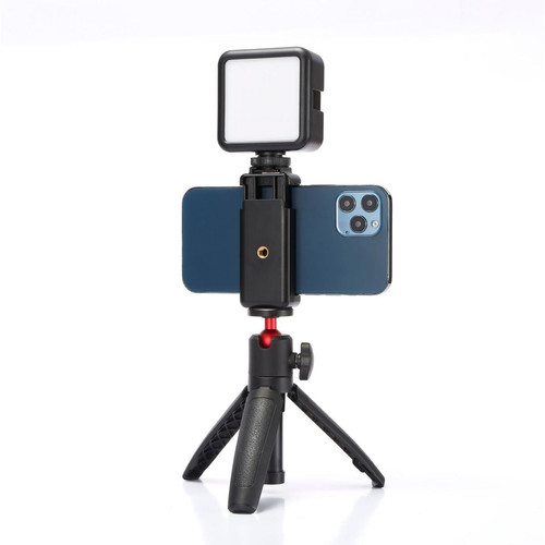 We - WE Vlog Kit pour Caméra Vidéo Smartphone Trépied Hauteur Réglable Microphone avec Lumière LED, Support de Téléphone, Compatible avec Téléphone DSLR Youtube Vlog We - We