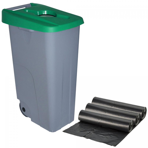 Poubelle de cuisine WellHome Recycler le conteneur 110 litres ouverts + sacs à ordures à 10 unités de 10 unités