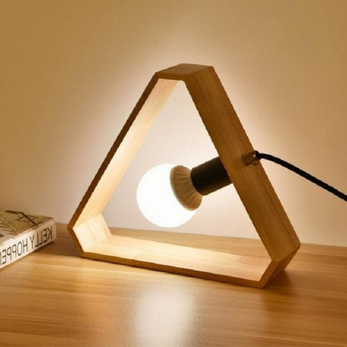 Lampes à poser Wewoo Lampe de bureau à LED de protection de l'oeil de chevet de chambre à coucher en bois d'art rétroCA 220Vprise US forme de triangle