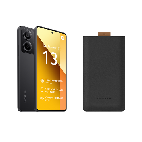 XIAOMI - Redmi Note 13 - 5G - 8/256 Go - Noir + Pochette universelle XIAOMI  - Xiaomi Redmi Note 13