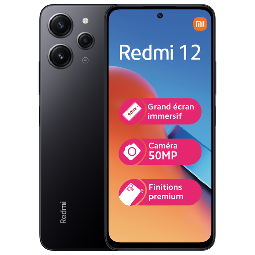XIAOMI - Redmi 12 - 4G - 4/128 Go - Noir XIAOMI  - Xiaomi Redmi Téléphonie