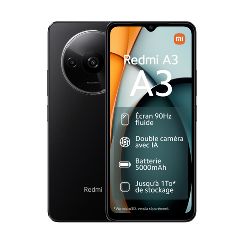 XIAOMI - Redmi A3 - 4G - 4/128 - Noir XIAOMI  - Smartphone XIAOMI