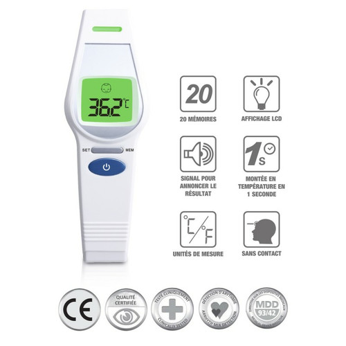 Yoghi - Thermomètre Frontal Numérique – Norme Médical 93-42-eec Ufr106 Yoghi  - Thermomètre connecté