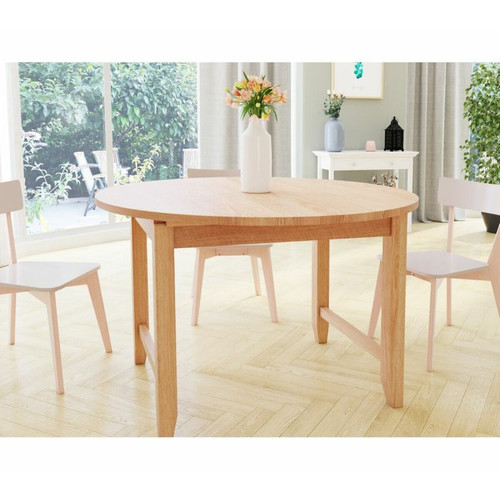 Zandiara - Table ronde L.120 + allonge FÉLICIEN bois massif Zandiara - table ronde avec rallonge Tables à manger