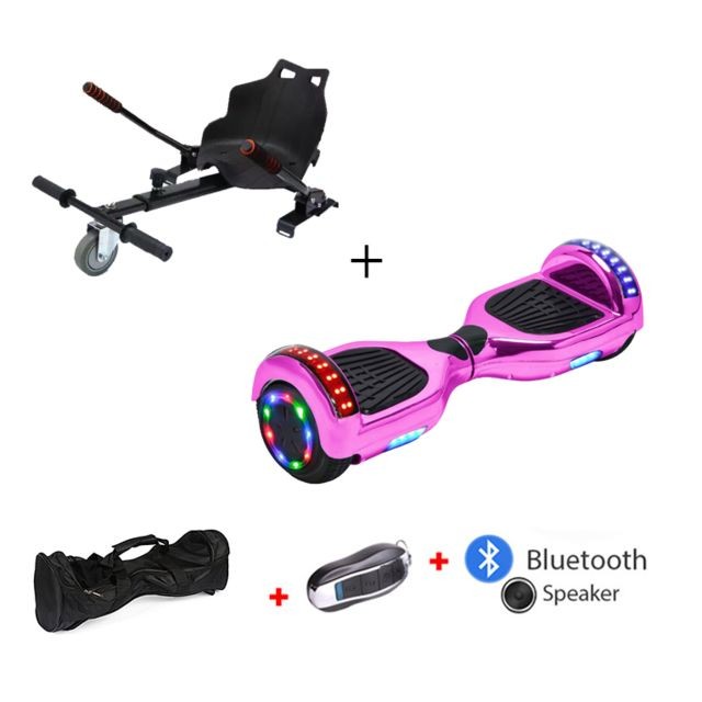 Mac Wheel - 6,5 pouces placage rose Gyropod Overboard Hoverboard Smart Scooter + Bluetooth + clé à distance + sac + Roue LED + hoverkart Mac Wheel - Gyropodes Gyropode