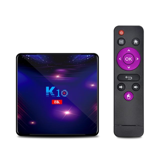 Enregistreur DVD Generic K10 Smart TV Box Android 9.0 8K Décodage vidéo Lecteur multimédia UHD 4K Amlogic S905X3 4 Go / 128 Go 2.4G / 5G WiFi bi-bande WiFi