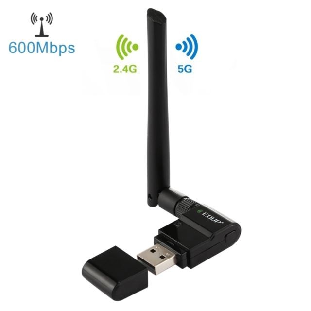 Carte réseau Wewoo Carte Réseau Wifi noir pour Ordinateur Portable / PC EP-AC1635 600 Mbps Double Bande Sans Fil 11AC USB Ethernet 2dBi Antenne