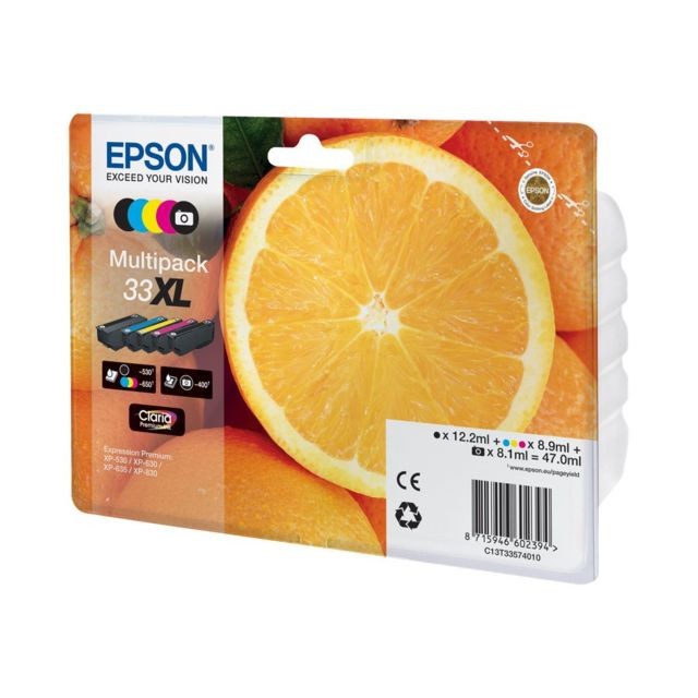 Epson - Orange- Multipack 33 - Noir, Cyan, Magenta, Jaune Epson - Cartouche d'encre Noir_cyan_magenta_jaune