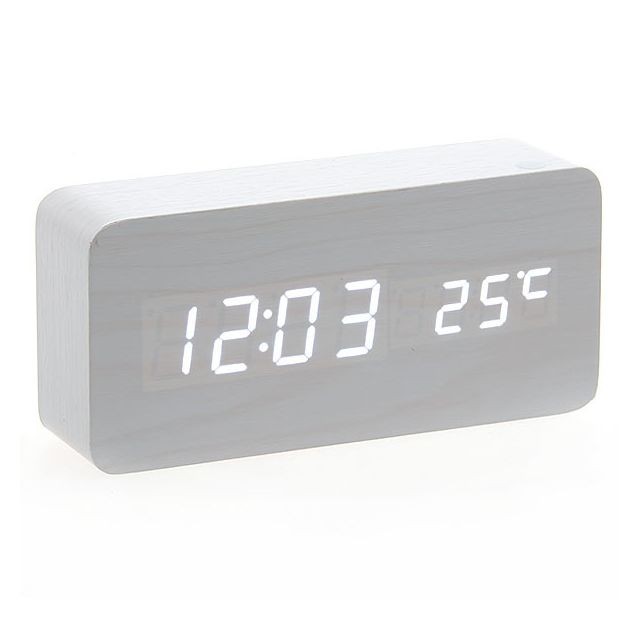 marque generique - Horloge Réveil Alarme Digital LED en Bois Imitation Thermomètre Température USB AAA 115 marque generique - Bonnes affaires Météo connectée