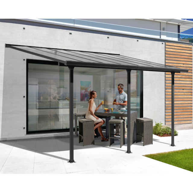 Habrita - MIRELA - Toit terrasse aluminium - 12,83 m² - Gris anthracite Habrita  - Aménagement extérieur