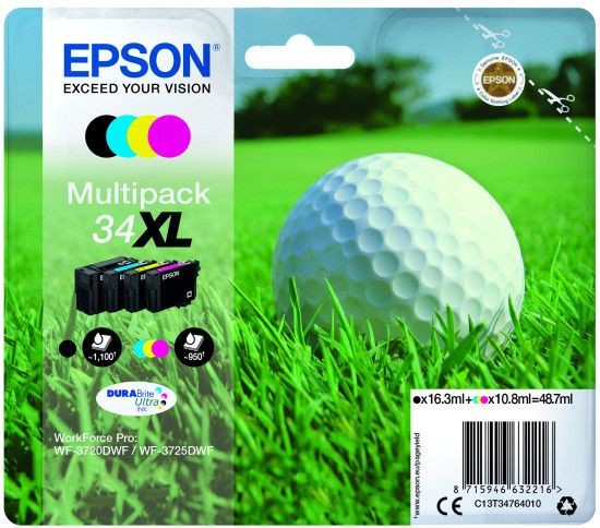 Epson - Multipack Balle de golf XL Noir,Cyan,Magenta,Jaune Epson - Cartouche d'encre Noir_cyan_magenta_jaune