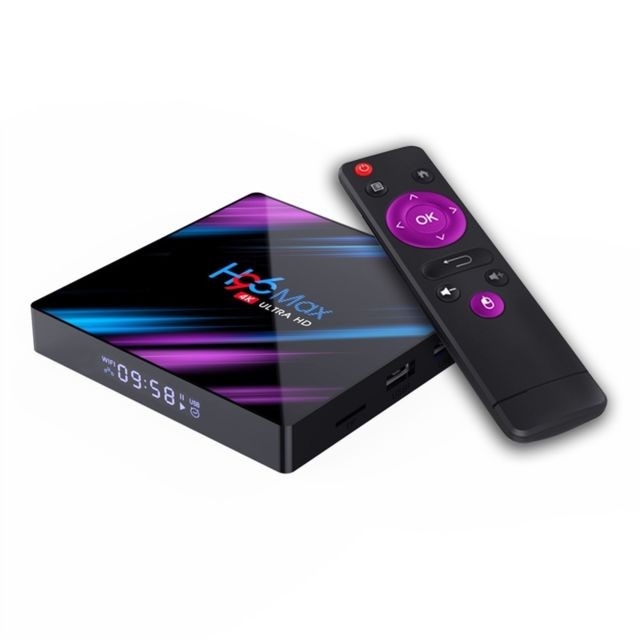 Passerelle Multimédia Wewoo Android TV Box H96 Max-3318 4K Ultra HD Téléviseur Android avec télécommandeAndroid 9.0RK3318 Quad-Core 64 bits Cortex-A53WiFi 2.4G / 5GBluetooth 4.0EMMC 64G FLASHSDRAM de 4 Go