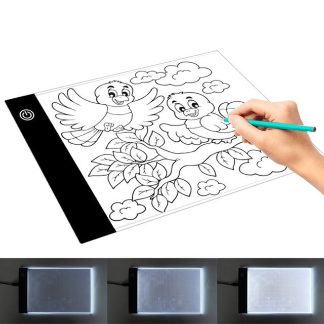 Tablette Graphique Wewoo Tablette graphique 2.2W 5V LED Trois niveaux de luminosité Acrylique USB Copie planches Dimmable A5 Anime Sketch Drawing Sketchpad