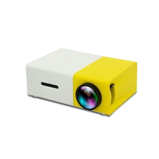 Vidéoprojecteurs portables Wewoo Vidéoprojecteur LED Projecteur de cinéma maison portable 400LM avec télécommandeprise en charge des interfaces HDMIAVSD et USBbatterie au lithium intégrée de 1 300 mAh jaune