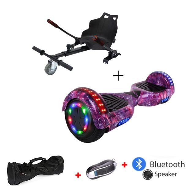 Mac Wheel - 6,5 pouces ciel violet Gyropod Overboard Hoverboard Smart Scooter + Bluetooth + clé à distance + sac + Roue LED + hoverkart Mac Wheel - Gyropode, Hoverboard Pack reprise