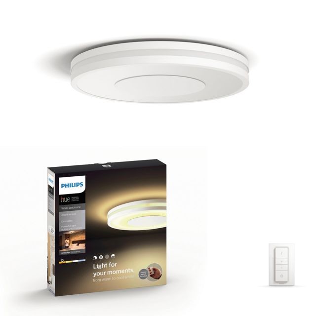 Philips Hue - Plafonnier connecté BEING - 32W - Aluminium - White Ambiance - Télécommande Hue incluse Philips Hue - French Days Philips Hue