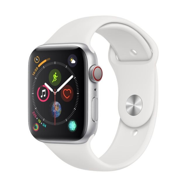Apple Watch Apple Watch Series 4 - 44 - Cellular - Alu Argent / Bracelet Sport Blanc