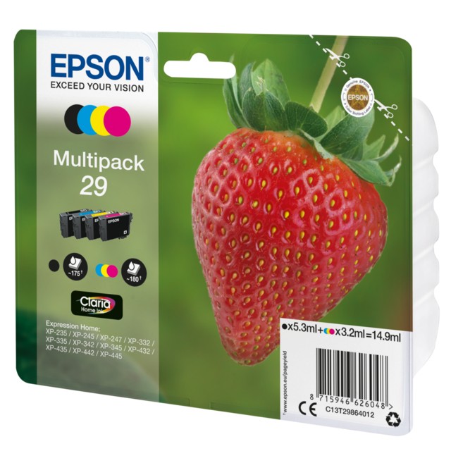 Cartouche d'encre Epson Fraise - Multipack 29 - Noir, Cyan, Magenta, Jaune